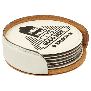 Leatherette Round 6-Coaster Set