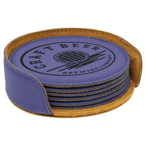 Leatherette Round 6-Coaster Set