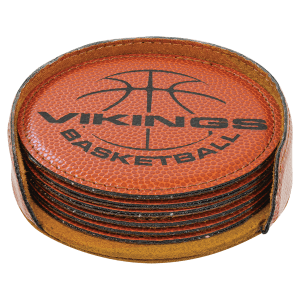 Leatherette Round 6-Coaster Set