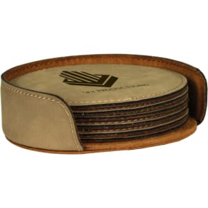 Leatherette Round 6-Coaster Set