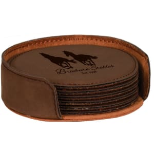 Leatherette Round 6-Coaster Set