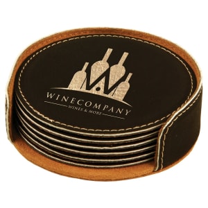 Leatherette Round 6-Coaster Set