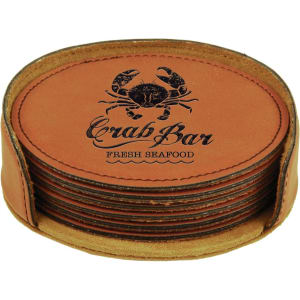 Leatherette Round 6-Coaster Set