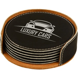 Leatherette Round 6-Coaster Set