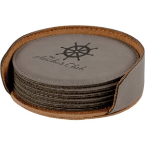 Leatherette Round 6-Coaster Set