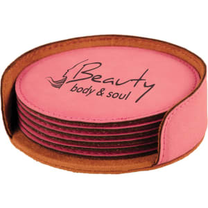 Leatherette Round 6-Coaster Set