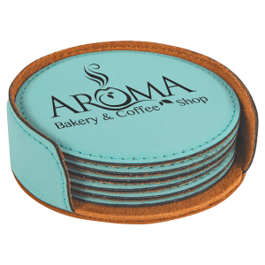 Leatherette Round 6-Coaster Set