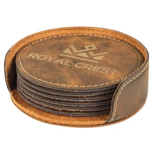 Leatherette Round 6-Coaster Set
