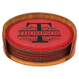 Leatherette Round 6-Coaster Set